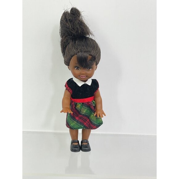 Mattel Happy Family Kelly Barbie Doll African American Plaid Dress - Picture 1 of 3